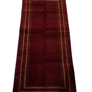 6x3 Oriental Afghani Bordered Runner Wool Rug Handmade HandKnotted Black Brown